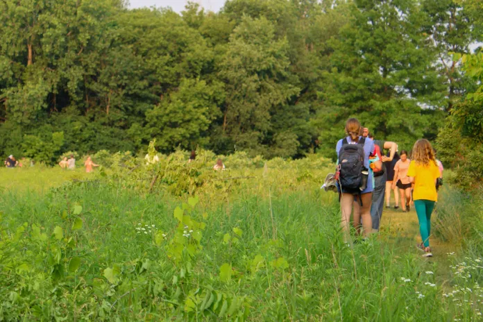 Outdoor ed group working on activities