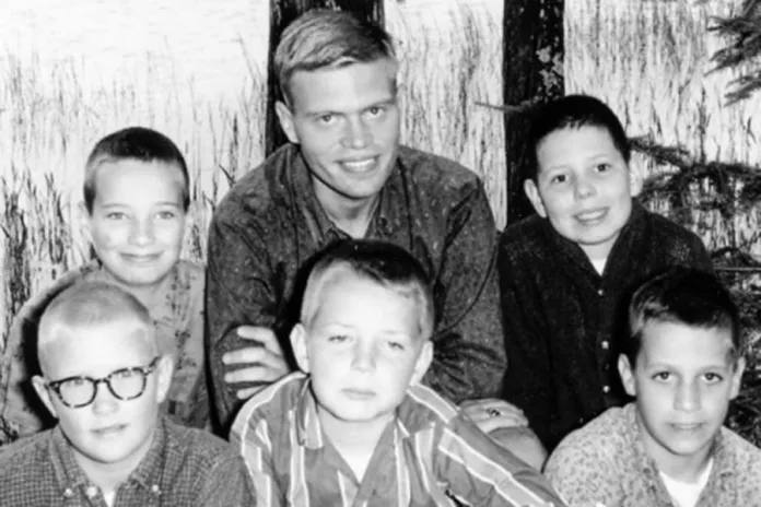 David (glasses) at camp in 1960. Pictured with Counselor Dan Danielson and other campers