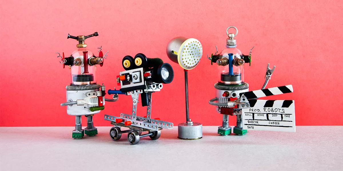 Robots Creating a film set with miniature cameras and lights
