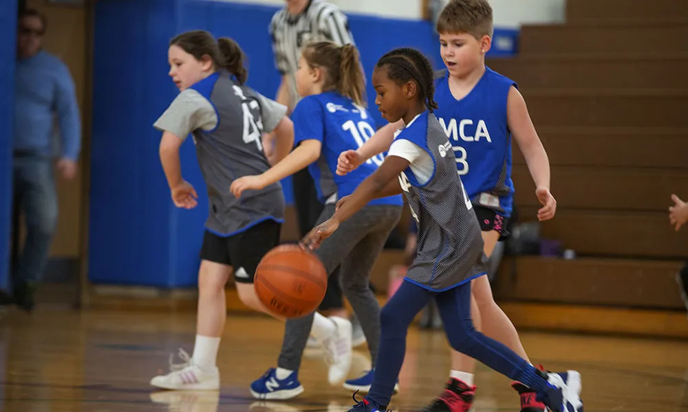 Children playing basketball