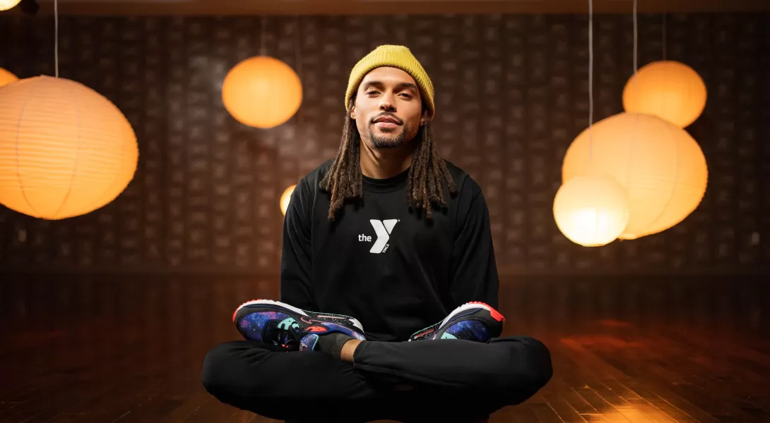 Chance York on a Yoga Mat