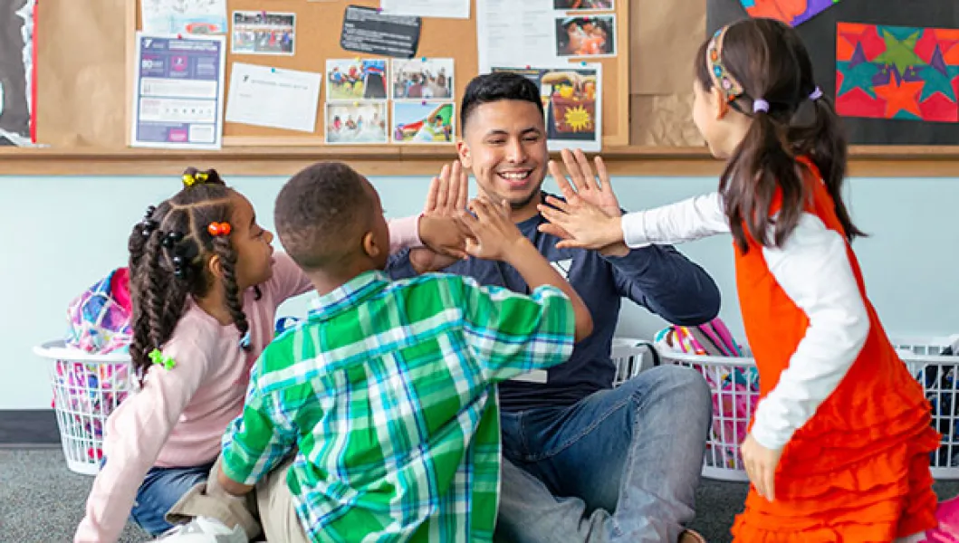 YMCA program instructor and participants