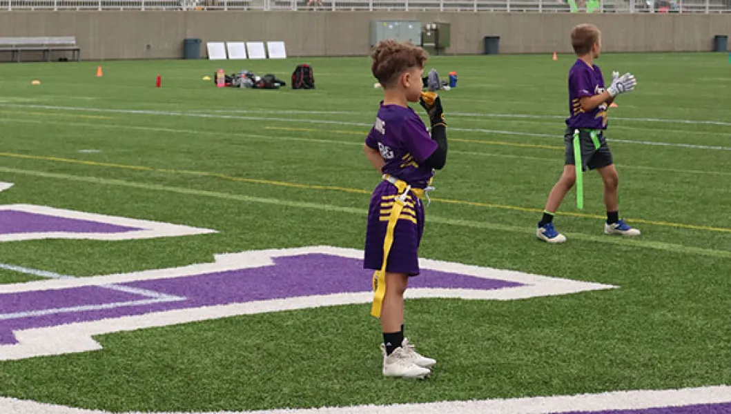 YMCA Vikings Flag Football players on the field