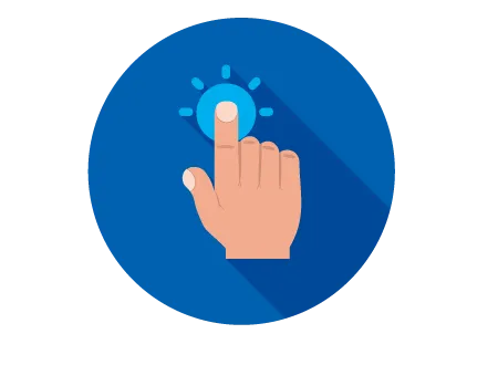 A finger clicking on a button
