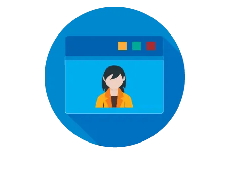 a graphic icon of a woman's profile picture in simple iconography with ymca colors