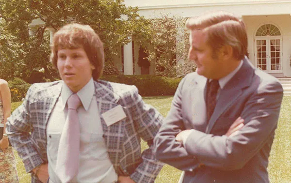 YIG Student Governor Jeff Greiner, right, with U.S. Vice President Walter Mondale in 1977.