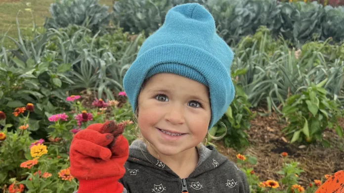 young girl gardening