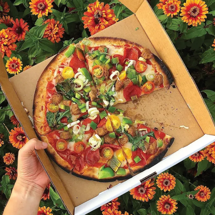 Pizza and flowers at Camp St. Croix