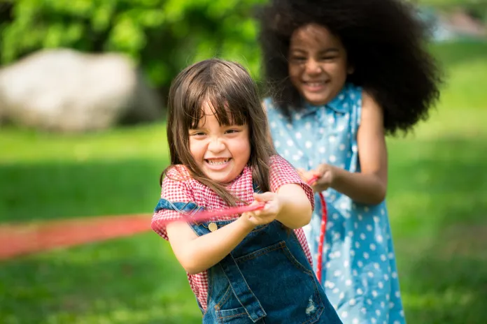 Kids playing tug-o-war