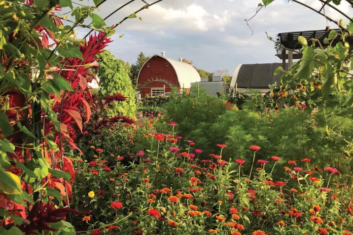 Barn and garden at Camp St. Croix