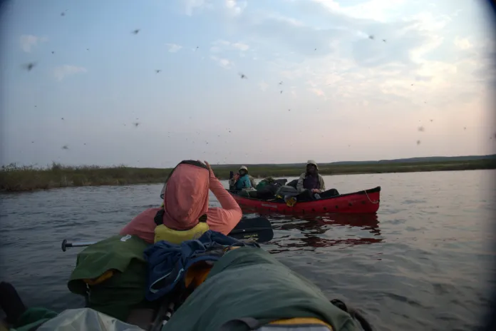 Camp Menogyn campers canoeing