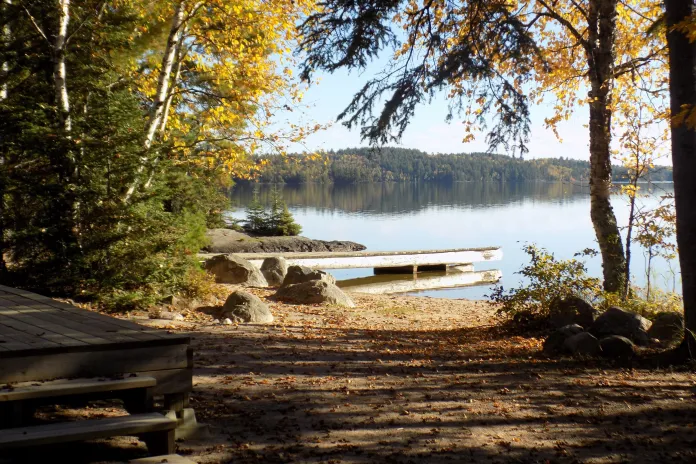 Lake landscape with dock and shoreline