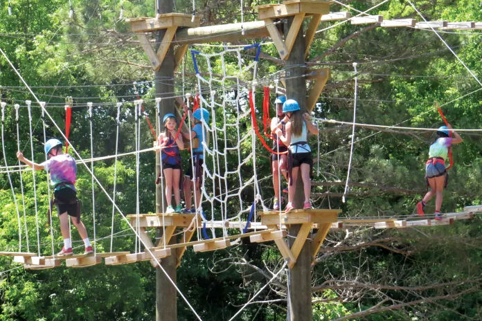 Kids on a ropes course