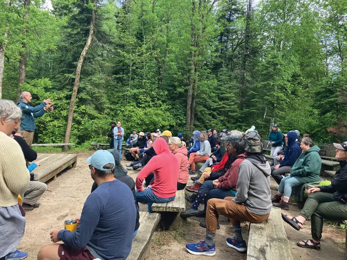 Scott Olson updating campers