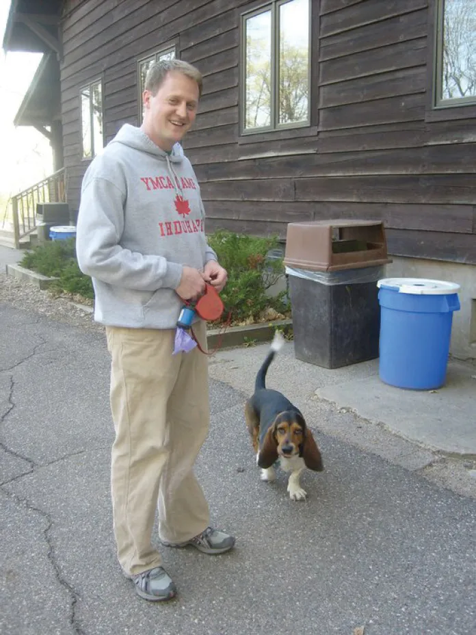 Joe with his dog.