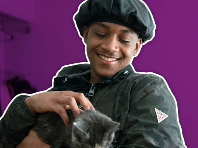 D'Mario and his cat Snickers