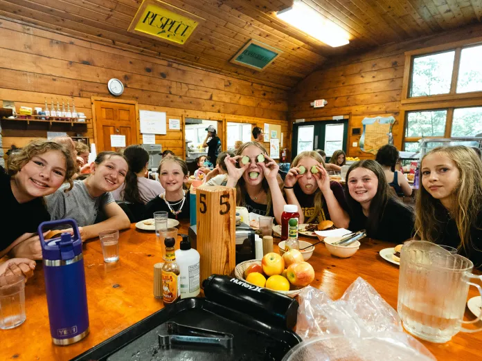 Campers in the dining hall