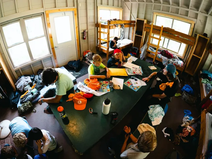Campers in their cabin during rest time.