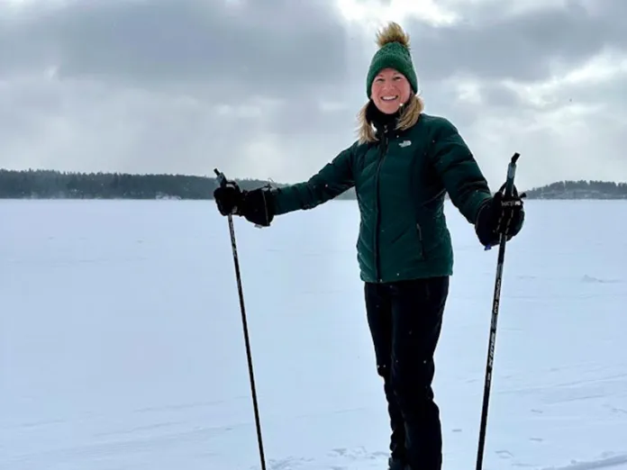 Michele skiing at du Nord