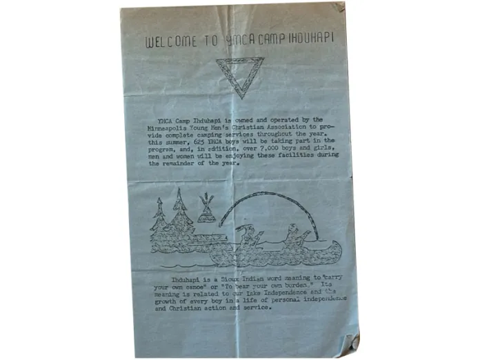 A brochure advertising Camp Ihduhapi from the 1950s